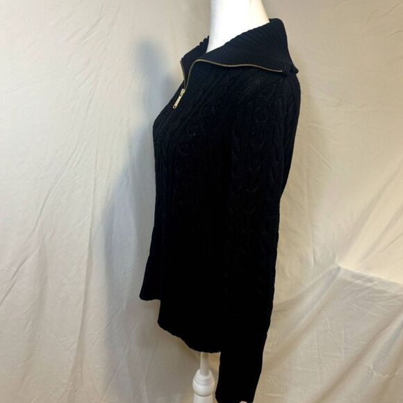 Ralph Lauren Black Half Zip Knitted Sweater Long Sleeve Collared Womens Vintage - Picture 5 of 8